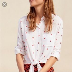 Rails Heart Printed Tie Blouse